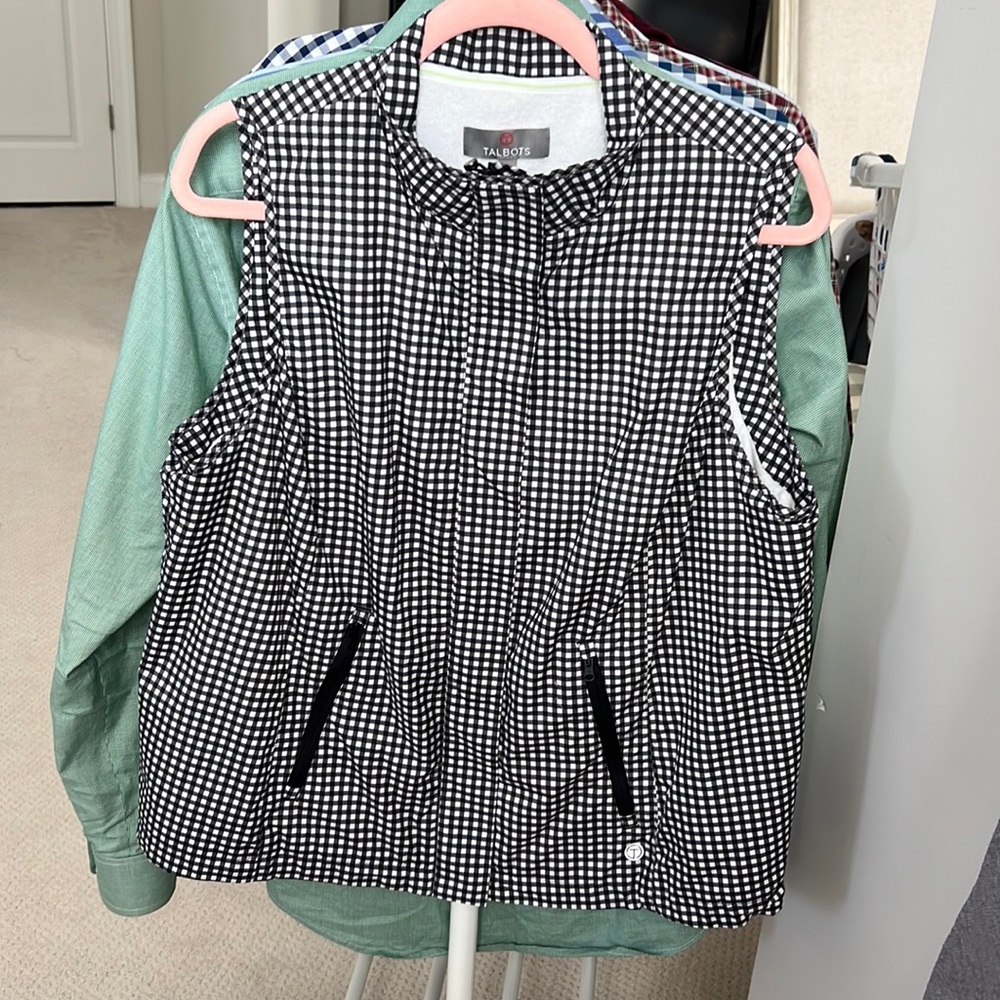 Talbots black and white check vest